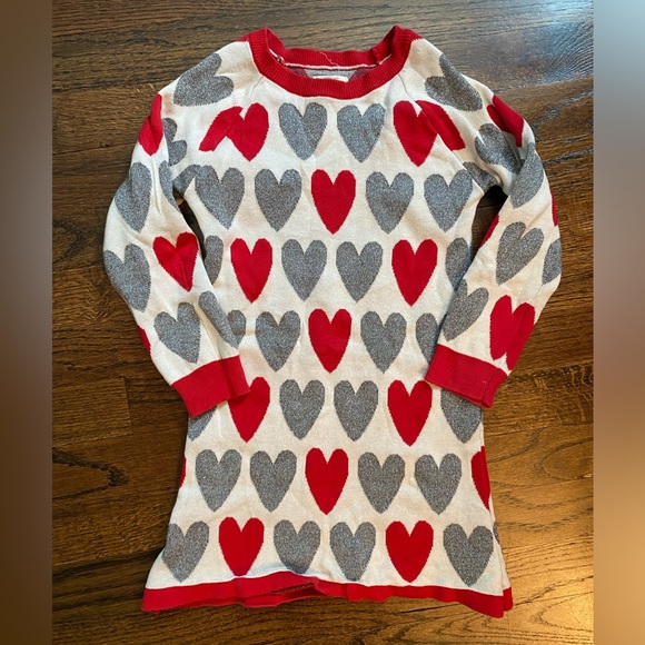 Hatley Other - Hatley- valentines holiday Girls Red & Gray Heart Knit Sweater Dress Top size 4